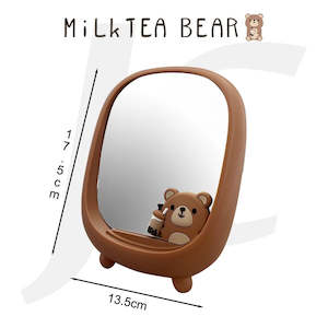 Sprayer Mirror Neck Strip Brush: Milktea Bear Table Mirror 13.5x17.5cm 9919 J24TMB