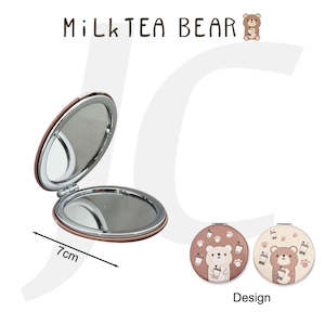 Sprayer Mirror Neck Strip Brush: Milktea Bear Makeup Mirror 7x7cm GX-028 J24MRU