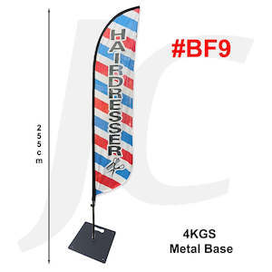 Hairdresser Barber Flag Knife Style 255cm #BF9 With Metal Base J36PM9