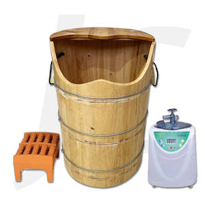 Foot Spa Barrel: [Hand Crafted] Foot Spa Barrel Steam With Lid Tall J56HFS