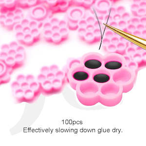 Eyelash Glue Remover Cleanser: WCN Eyelash Extension Glue Dishes Flower Slowing Down Glue Dry J74DGD