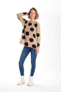 Sweatshirt Taupe with Black Spots