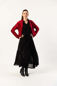 Velvet Ruffle Jacket Red