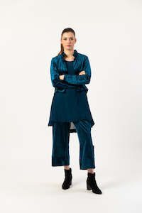 Velvet Ruffle Jacket Teal