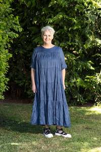 Dresses Deeanne Hobbs: Cascade Dress Denim Blue