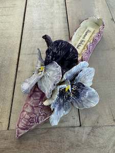 Purple Pansy Ceramic Shoe (Wall hanging Shoe)