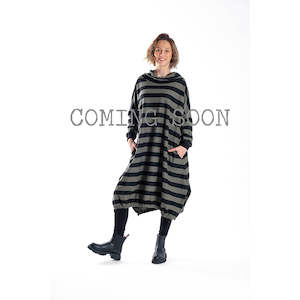 Eva Hoodie Dress Olive Stripe