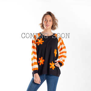 Sweatshirt: Team Sweater Orange Stripe