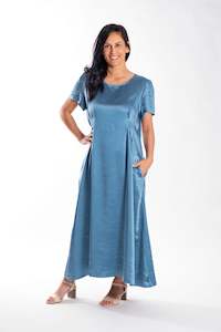 Pleated Dress Deep Turquoise