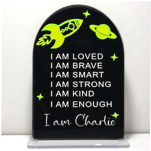 Affirmation Plaque - Outer Space Neon acrylic