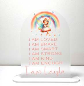 Affirmation Plaque - Rainbow fairy on Swing