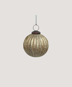 Handmade Ribbed Champagne Xmas Bauble