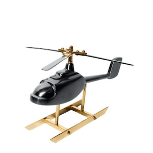 Helicopter Figurine - Black and Gold