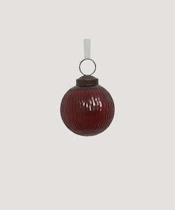 Handmade Cut Glass Red Xmas Bauble - Small