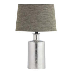 Greengrocery: Silver Table Lamp with Shade - South Linen Shade