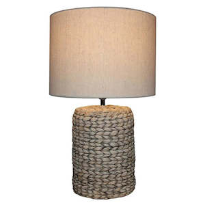 Greengrocery: Water Hyacinth Lamp with Cream Shade in Natural