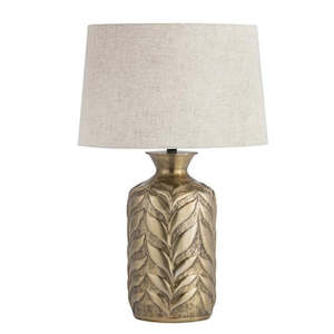 Greengrocery: Metal Brass Table Lamp with Natural Linen Shade