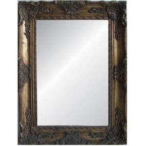 Ornate Bevelled Mirror in Antique Bronze Finish