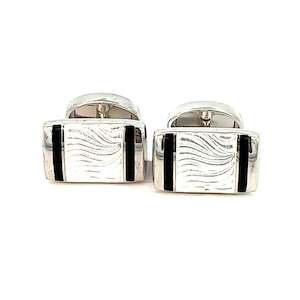 White and Black Enammled Cuff Links