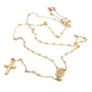 Greengrocery: Rosary Bead Necklace in 9ct Yellow Gold