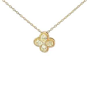 Diamond Sweet Alhambra Pendant Necklace in 18ct Yellow Gold