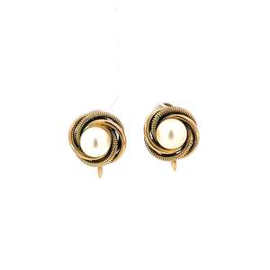 Greengrocery: Cultured Pearl Gold Screw On Earrings