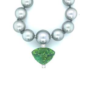 South Sea Black Tahitian Pearl Necklace with Diamond Tourmaline Clasp