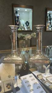 Greengrocery: Pair of Sterling Silver Candlesticks