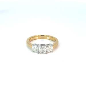 Three Stone Square Emerald Cut Diamond Ring