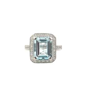 Aquamarine Diamond Ring - 4.37 carats