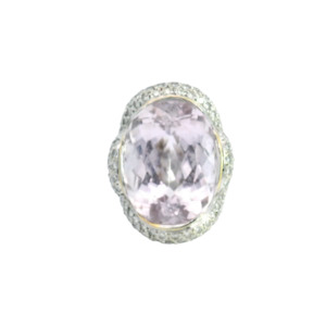 Large Kunzite Diamond Ring