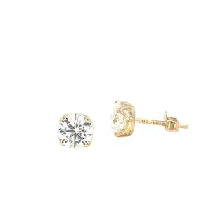 Lab Grown Diamond Stud Earrings in Yellow Gold - 2.04 carats