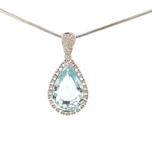 Pear Shaped Aquamarine Diamond Pendant