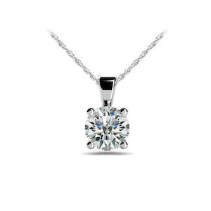 Lab Grown Diamond Solitaire Pendant in White Gold - 1.05 carats