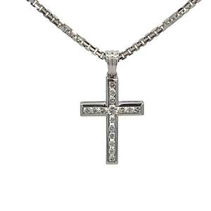 Channel Set Diamond Cross Pendant