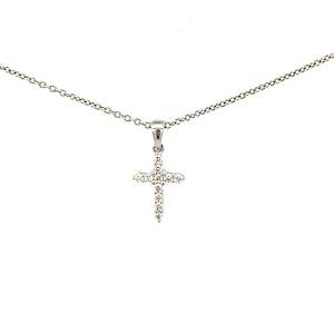 Small Diamond Cross Pendant in 18ct White Gold