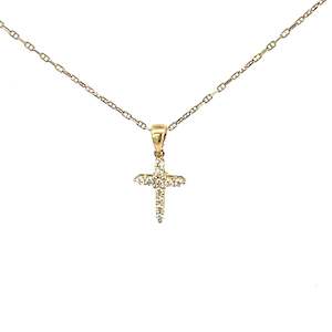 Small Diamond Cross Pendant in 18ct Yellow Gold