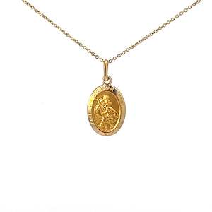 Greengrocery: Oval St Christopher in 9ct Yellow Gold with Bale