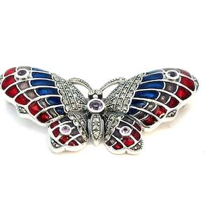 Amethyst Enamelled Butterfly Brooch