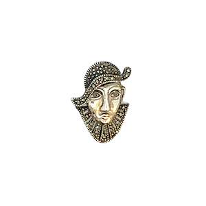 Sterling Silver Marcasite Harlequin Brooch