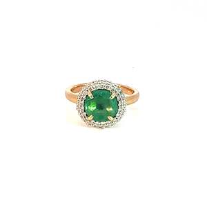 Emerald Diamond Halo Ring