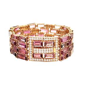 Diamond Pink Tourmaline Bracelet in 18ct Rose Gold