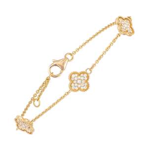 Diamond Sweet Alhambra Bracelet in 18ct Yellow Gold