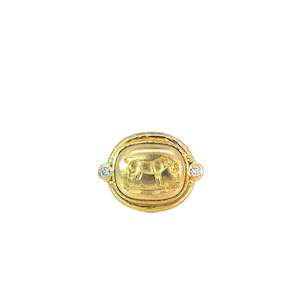 Greengrocery: Solid Horse Ring in 19ct Yellow Gold with Diamonds