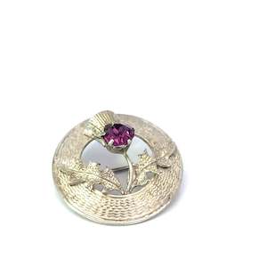 Scottish Sterling Silver Amethyst Brooch