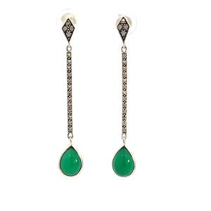 Pear Green Agate Drop Earrings