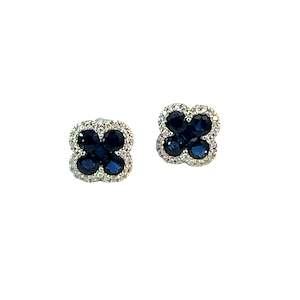 Greengrocery: Sapphire Diamond Clover Stud Earrings