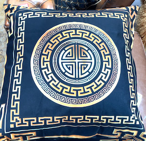 Black and Gold Geometric Cushion