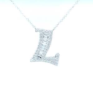 Fancy Diamond Alphabet Necklace L in 18ct White Gold