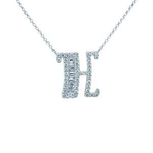 Fancy Diamond Alphabet Necklace H in 18ct White Gold